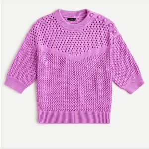 J.Crew Elbow-Sleeve Crocheted Sweater with Buttons